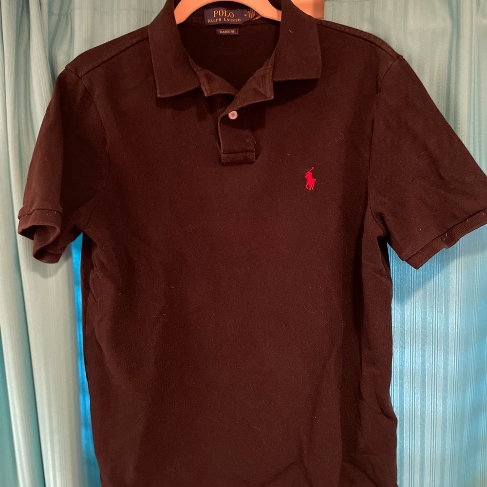 Ralph Lauren Black Polo Shirt with Red Logo